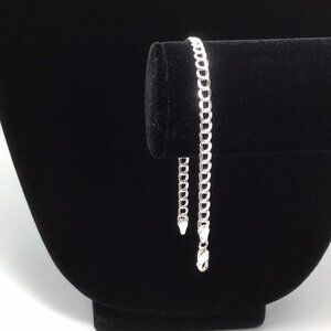 Sterling Silver Curb Chain Bracelet 4.5mm 4 Gms 7.25” New